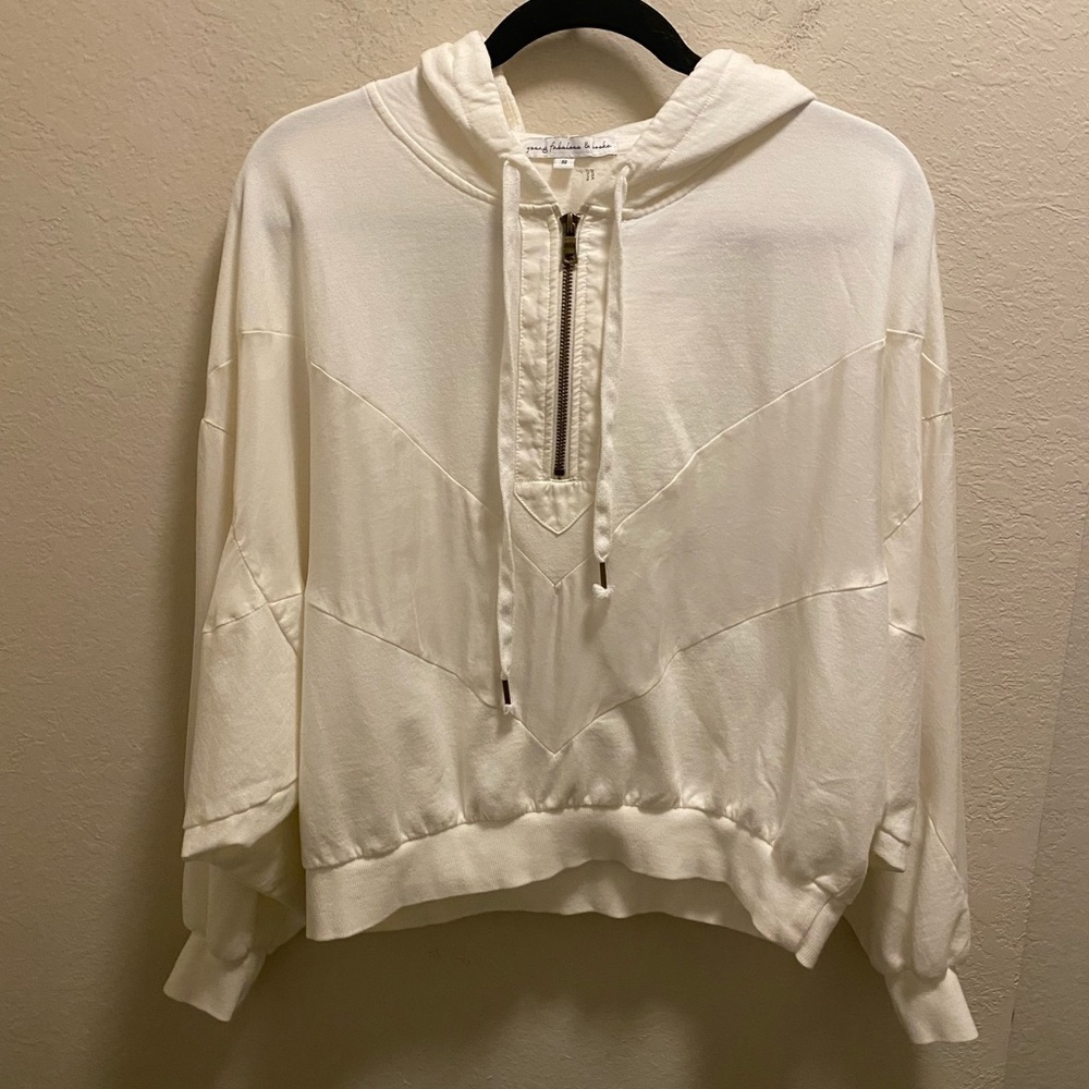 Young Fabulous & Broke Off White 1/4 Zip Hoodie Size S